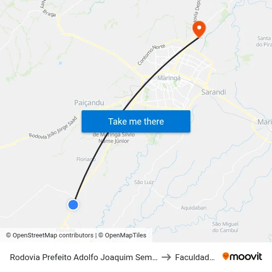 Rodovia Prefeito Adolfo Joaquim Semprebom, 1800 to Faculdade Ingá map