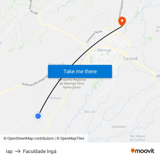 Iap to Faculdade Ingá map