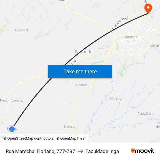 Rua Marechal Floriano, 777-797 to Faculdade Ingá map