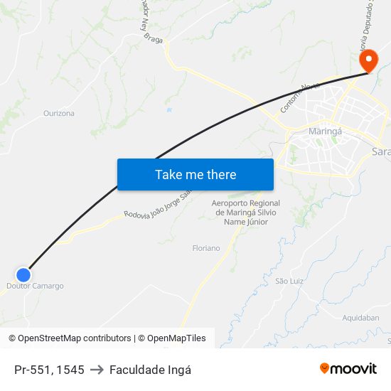 Pr-551, 1545 to Faculdade Ingá map