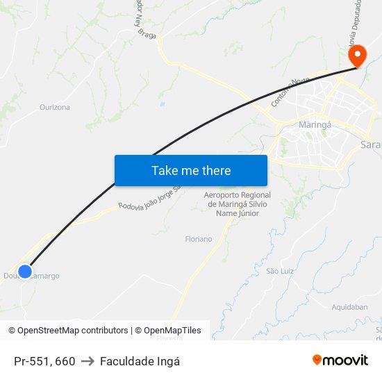 Pr-551, 660 to Faculdade Ingá map