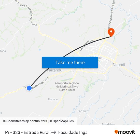 Pr - 323  -  Estrada Rural to Faculdade Ingá map