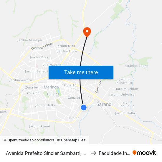 Avenida Prefeito Sincler Sambatti, 9868 to Faculdade Ingá map