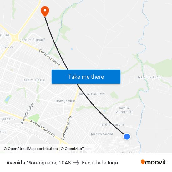 Avenida Morangueira, 1048 to Faculdade Ingá map