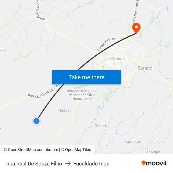 Rua Raul De Souza Filho to Faculdade Ingá map