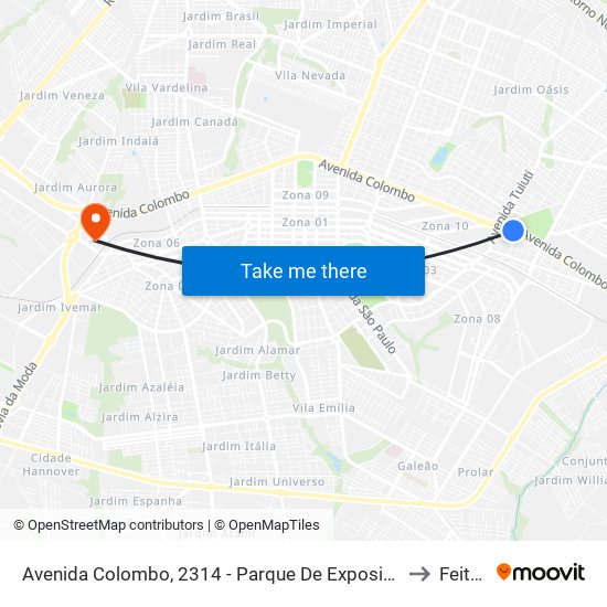 Avenida Colombo, 2314 - Parque De Exposições to Feitep map