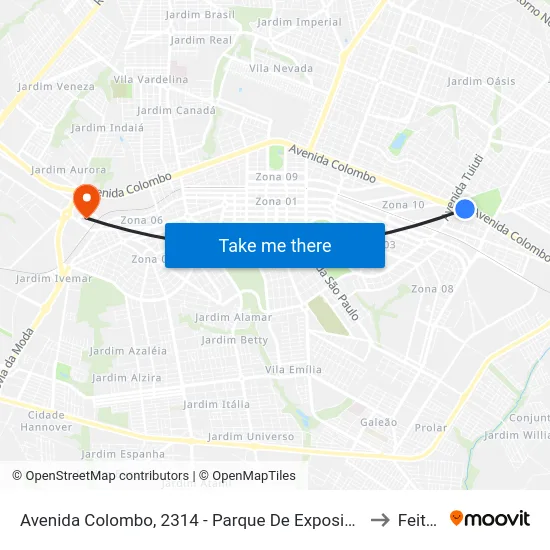 Avenida Colombo, 2314 - Parque De Exposições to Feitep map