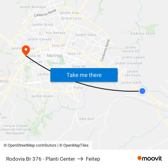 Rodovia Br 376 - Planti Center to Feitep map