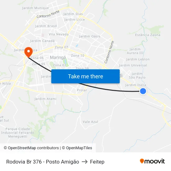 Rodovia Br 376 - Posto Amigão to Feitep map
