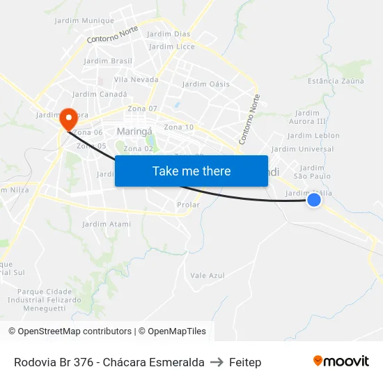 Rodovia Br 376 - Chácara Esmeralda to Feitep map