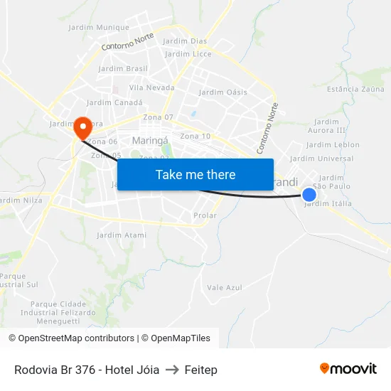 Rodovia Br 376 - Hotel Jóia to Feitep map
