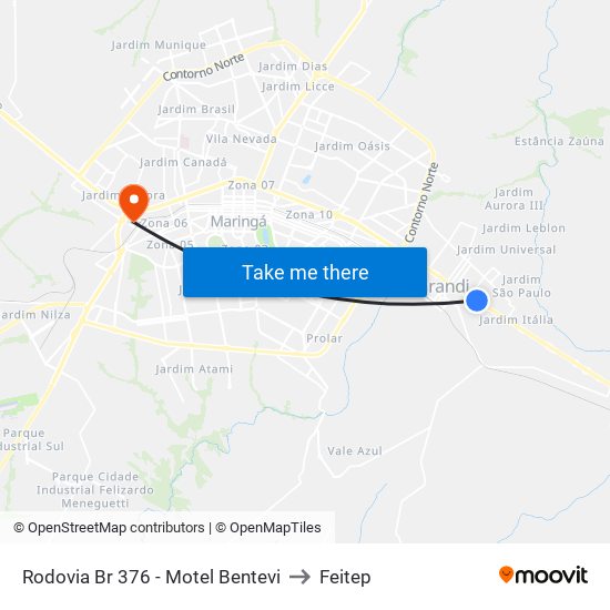 Rodovia Br 376 - Motel Bentevi to Feitep map