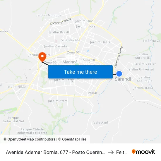 Avenida Ademar Bornia, 677 - Posto Querência to Feitep map