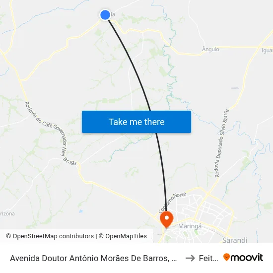 Avenida Doutor Antônio Morães De Barros, 437-475 to Feitep map