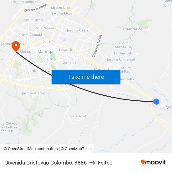 Avenida Cristóvão Colombo, 3886 to Feitep map