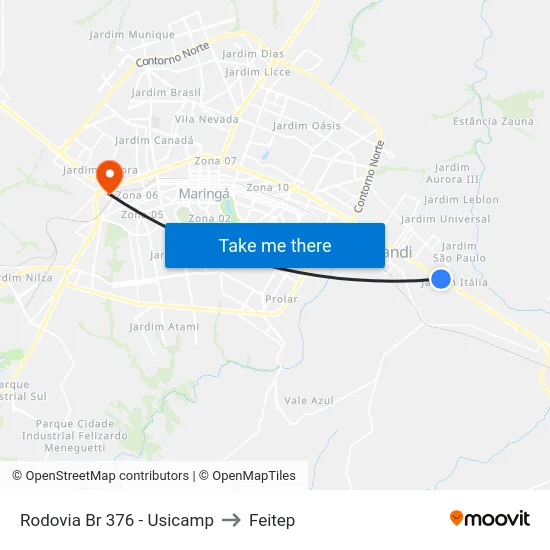 Rodovia Br 376 - Usicamp to Feitep map