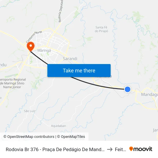Rodovia Br 376 - Praça De Pedágio De Mandaguari to Feitep map