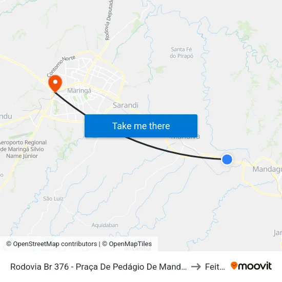 Rodovia Br 376 - Praça De Pedágio De Mandaguari to Feitep map