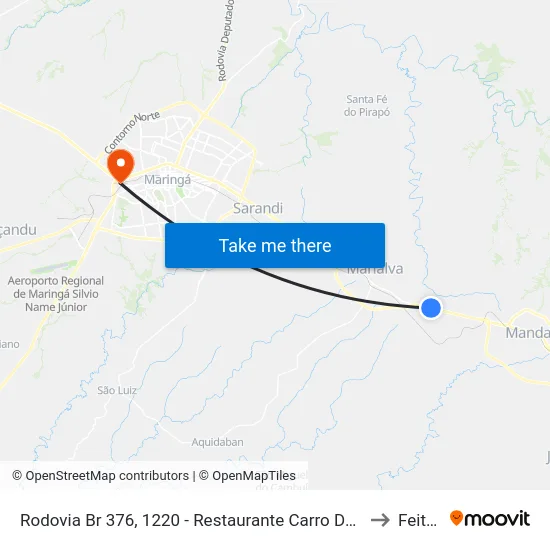 Rodovia Br 376, 1220 - Restaurante Carro De Boi to Feitep map