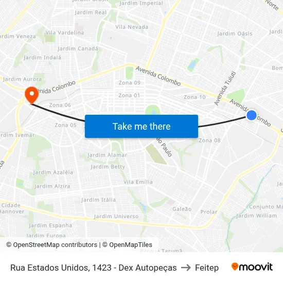 Rua Estados Unidos, 1423 - Dex Autopeças to Feitep map