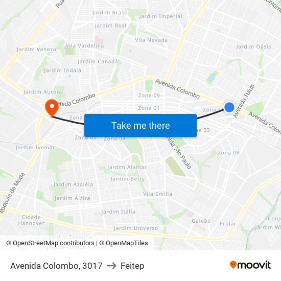 Avenida Colombo, 3017 to Feitep map