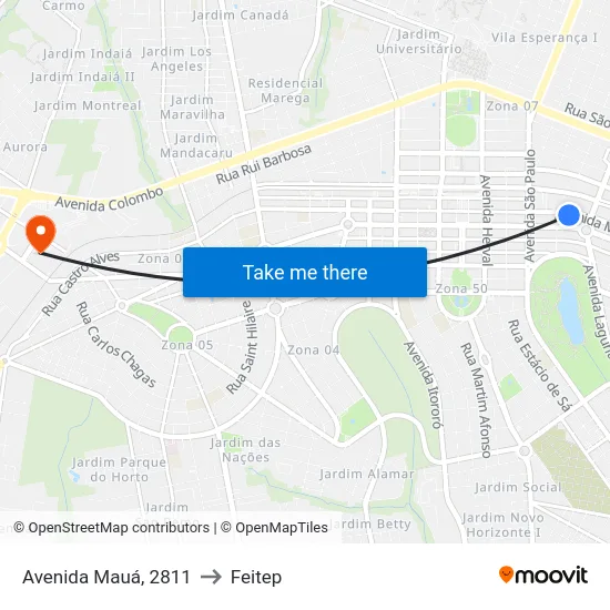 Avenida Mauá, 2811 to Feitep map