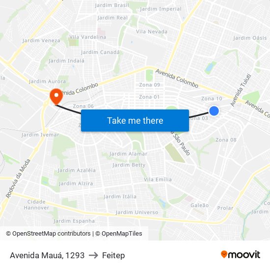 Avenida Mauá, 1293 to Feitep map