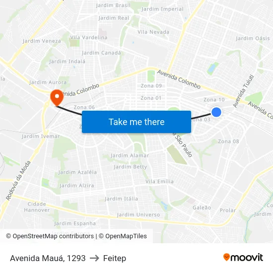 Avenida Mauá, 1293 to Feitep map