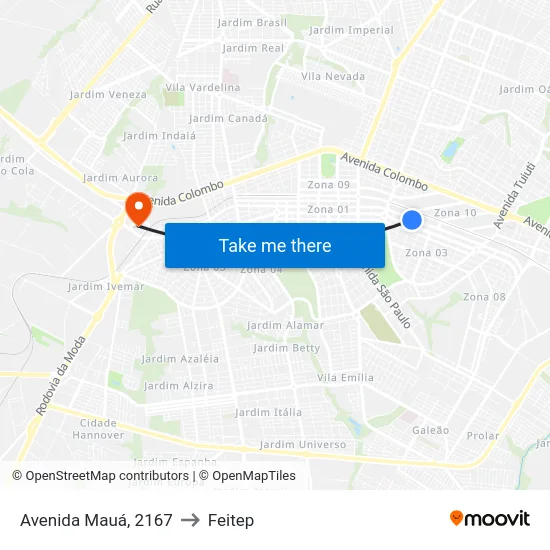 Avenida Mauá, 2167 to Feitep map