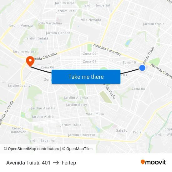 Avenida Tuiuti, 401 to Feitep map