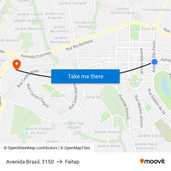 Avenida Brasil, 3150 to Feitep map