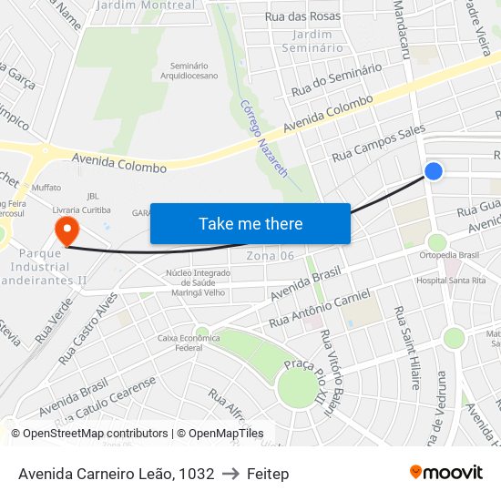 Avenida Carneiro Leão, 1032 to Feitep map