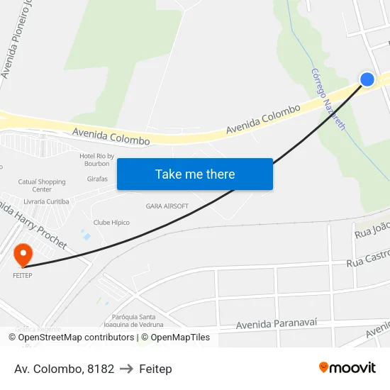 Av. Colombo, 8182 to Feitep map