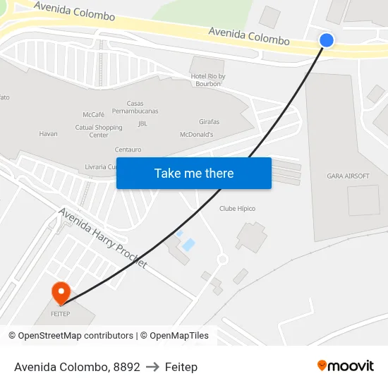 Avenida Colombo, 8892 to Feitep map