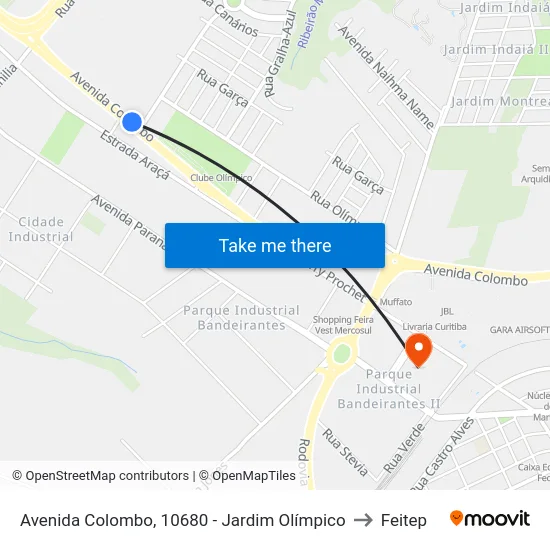Avenida Colombo, 10680 - Jardim Olímpico to Feitep map