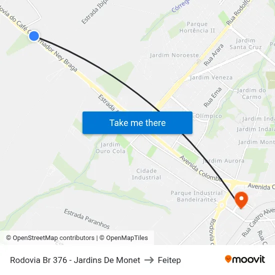 Rodovia Br 376 - Jardins De Monet to Feitep map