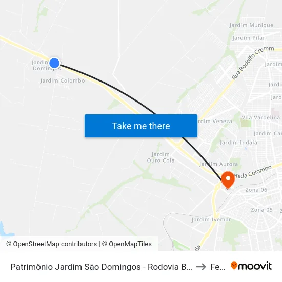 Patrimônio Jardim São Domingos - Rodovia Br 376 - Porco No Tacho to Feitep map