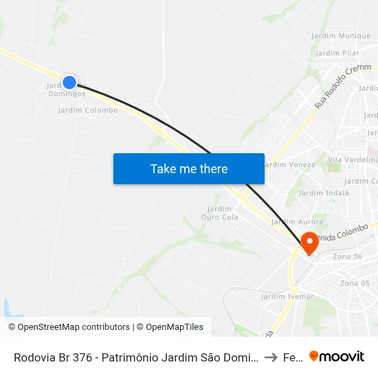 Rodovia Br 376 - Patrimônio Jardim São Domingos (Escola Fernão Dias)) to Feitep map
