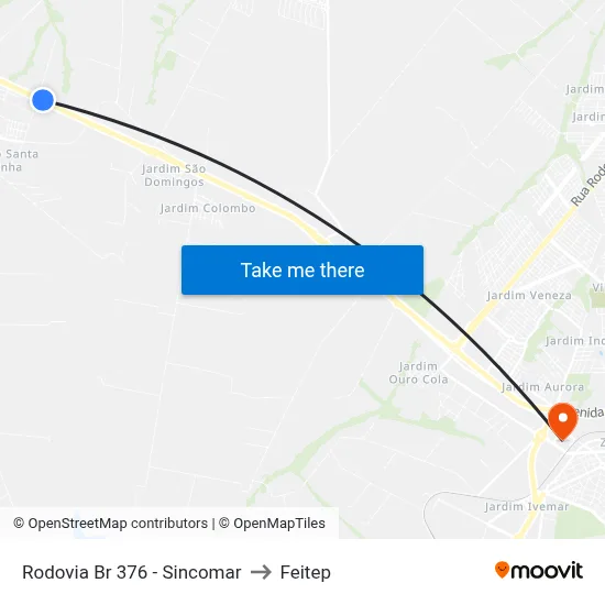Rodovia Br 376 -  Sincomar to Feitep map