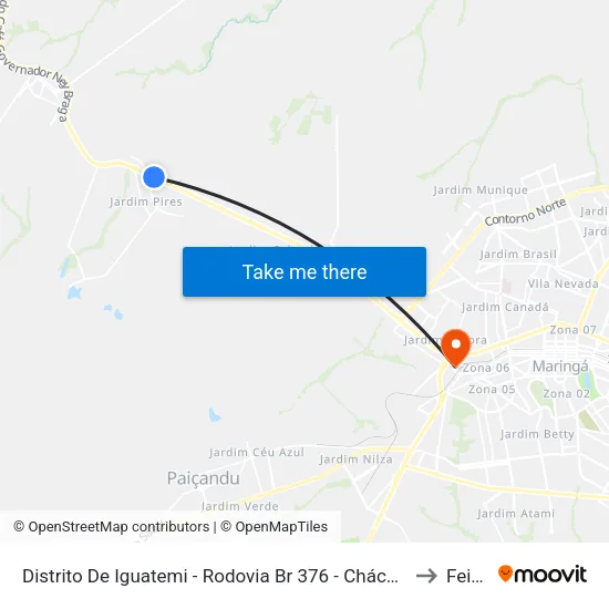 Distrito De Iguatemi - Rodovia Br 376 - Chácara Modelo to Feitep map