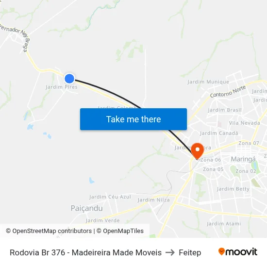 Rodovia Br 376 - Madeireira Made Moveis to Feitep map