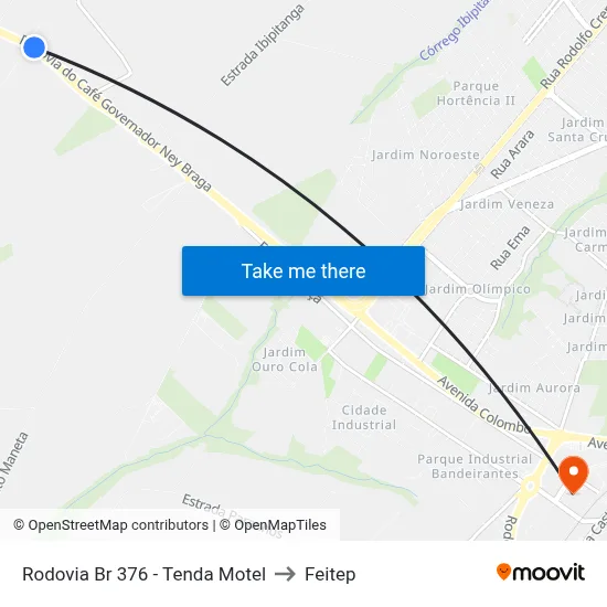 Rodovia Br 376 - Tenda Motel to Feitep map