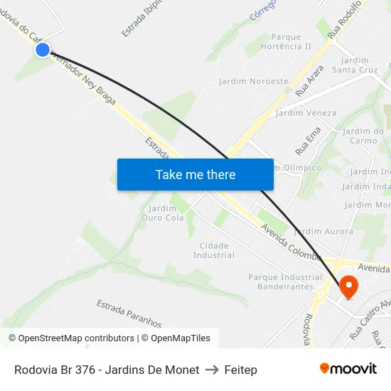 Rodovia Br 376 - Jardins De Monet to Feitep map