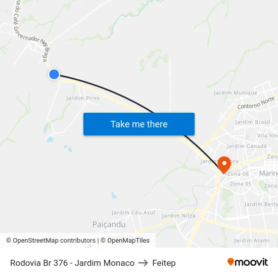 Rodovia Br 376 - Jardim Monaco to Feitep map