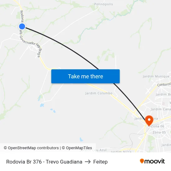Rodovia Br 376 - Trevo Guadiana to Feitep map