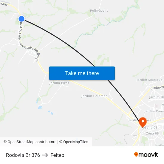 Rodovia Br 376 to Feitep map