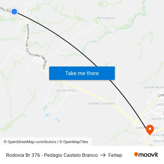 Rodovia Br 376 - Pedágio Castelo Branco to Feitep map