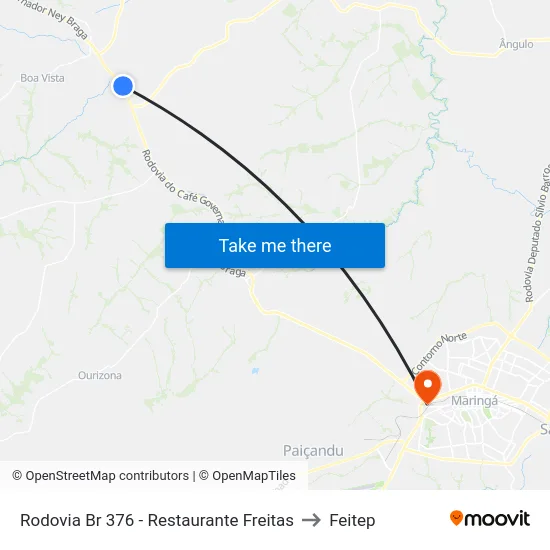 Rodovia Br 376 - Restaurante Freitas to Feitep map