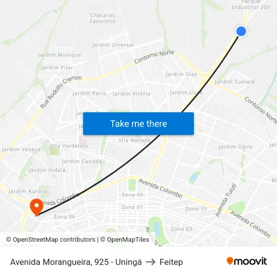 Avenida Morangueira, 925 - Uningá to Feitep map