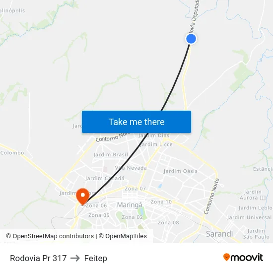 Rodovia Pr 317 to Feitep map